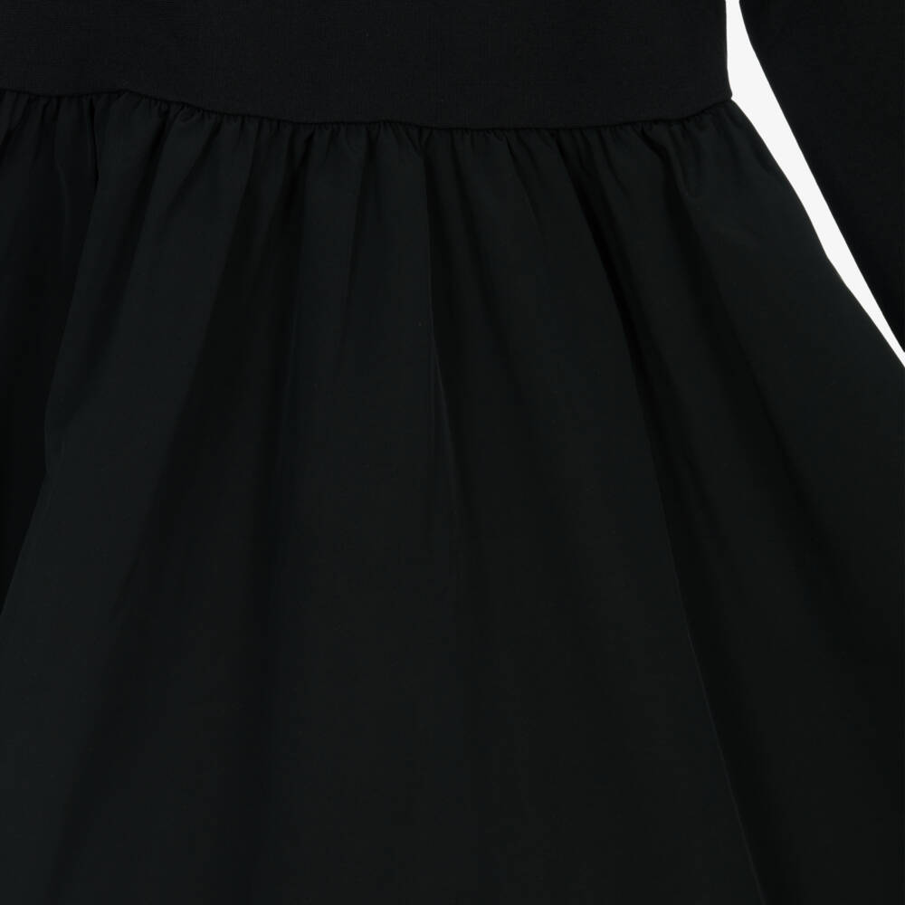 Calvin Klein-Girls Black Cotton Jersey & Satin Dress | Childrensalon Outlet