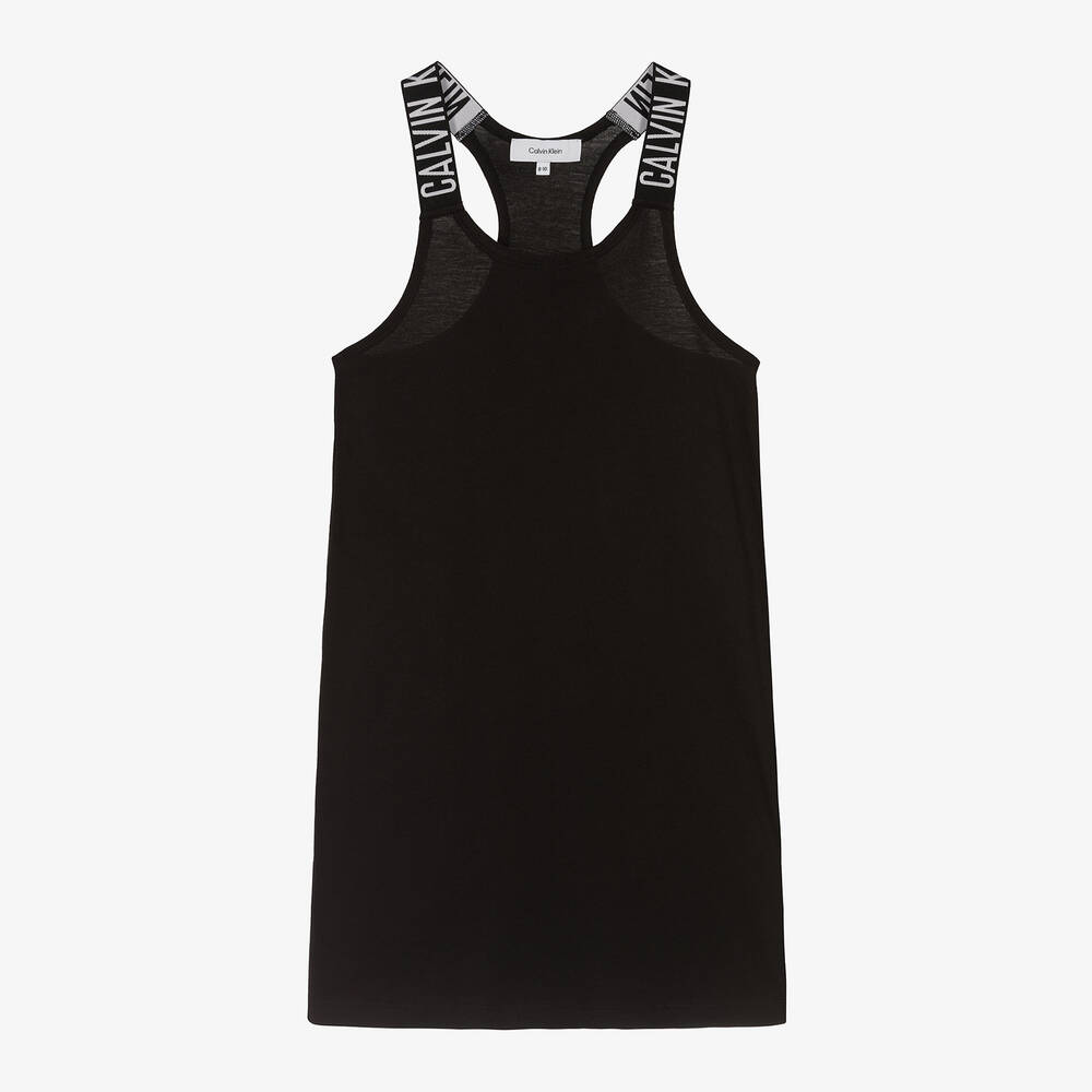 Calvin Klein-Girls Black Cotton Jersey Tank Dress | Childrensalon Outlet