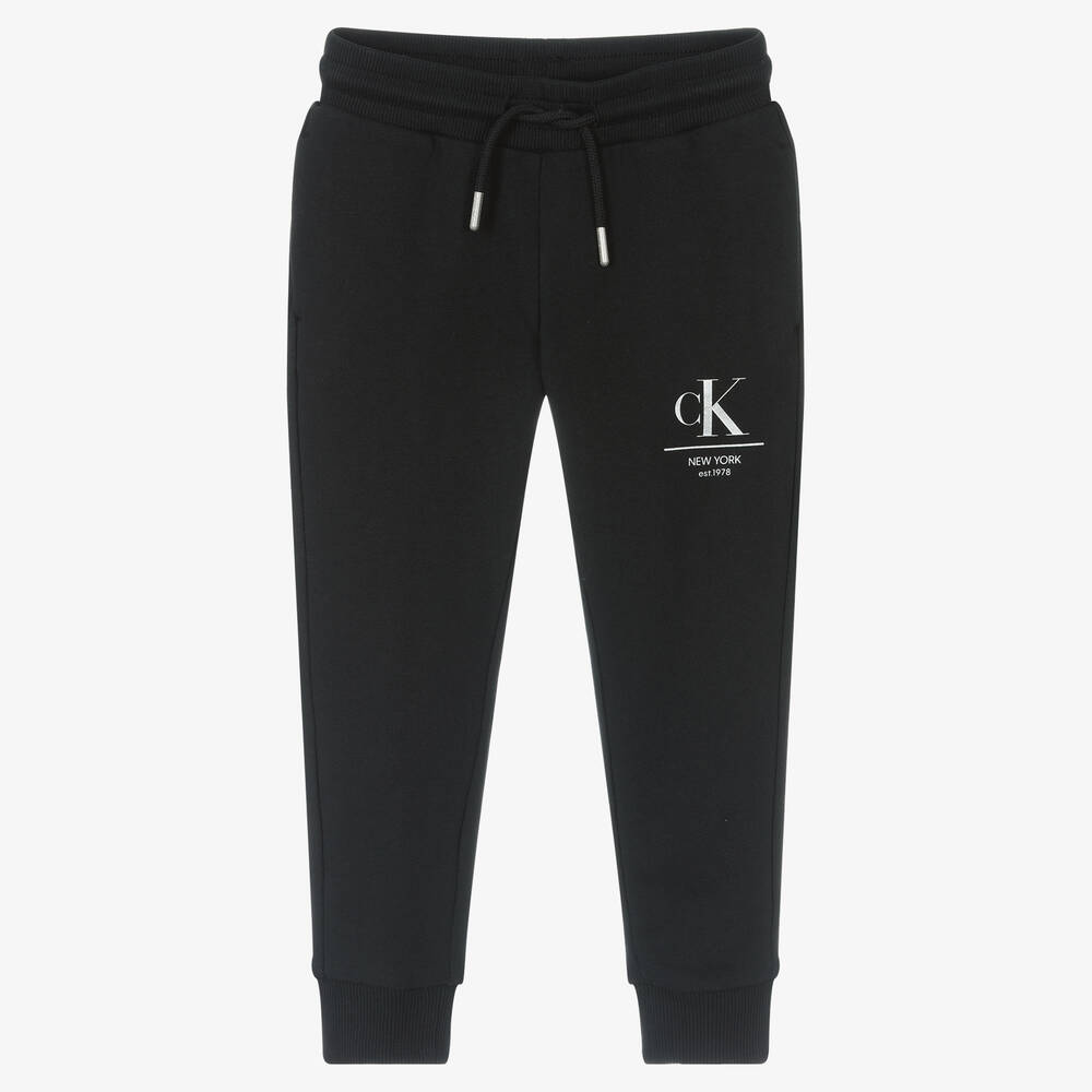 Calvin Klein Jeans - جوغرز قطن لون أسود للبنات | Childrensalon
