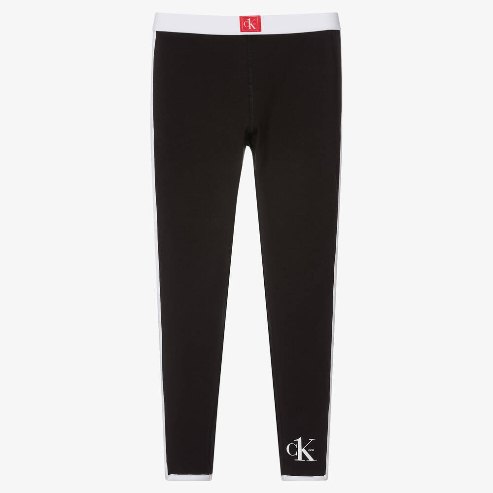 Calvin Klein - Girls Black Cotton Leggings | Childrensalon