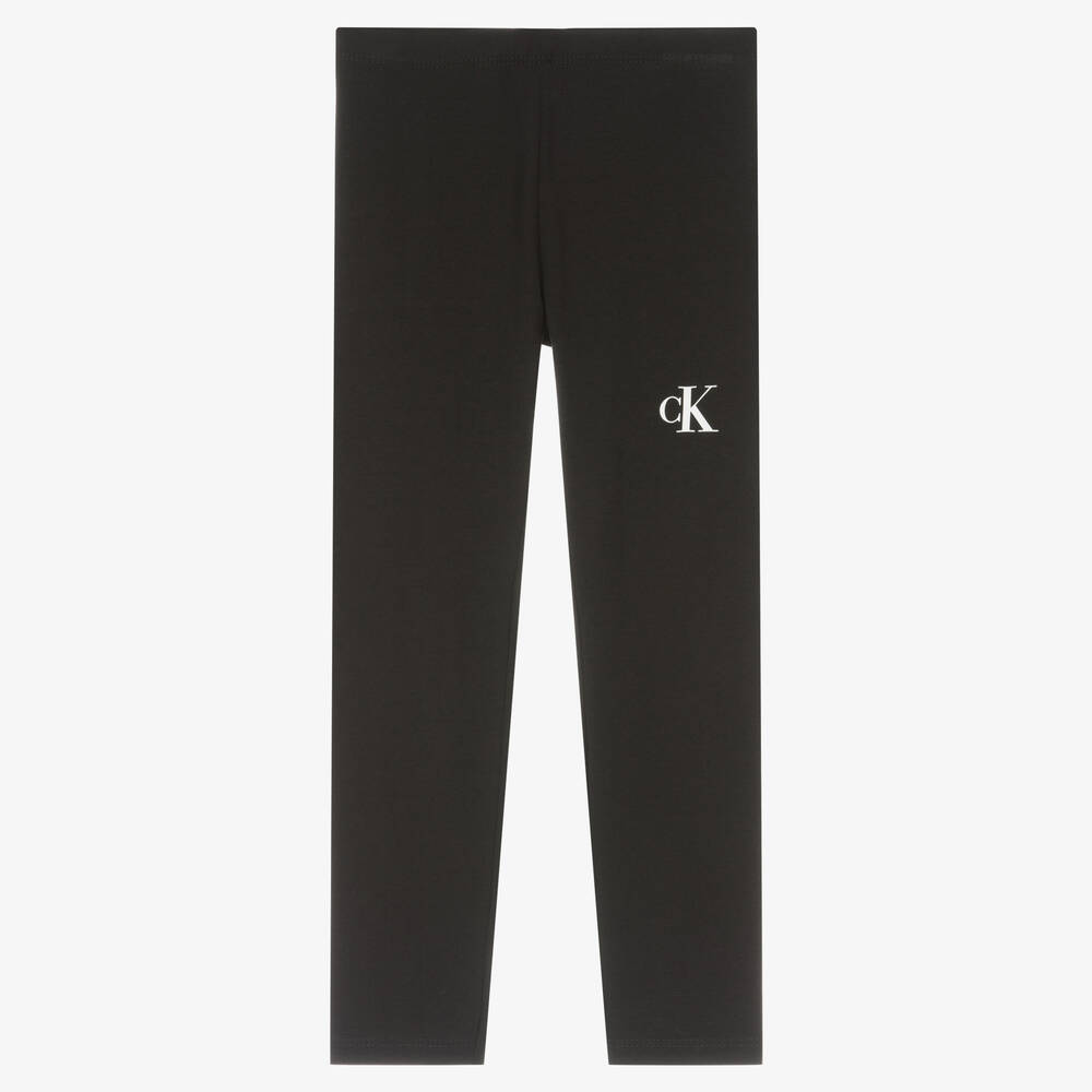 Calvin Klein - Girls Black Cotton Leggings | Childrensalon