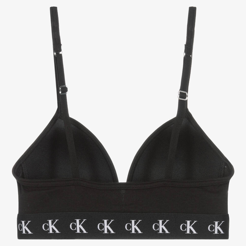 Calvin Klein - Girls Black Cotton Logo Bra