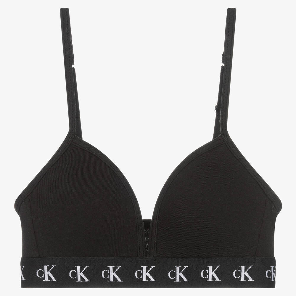 Calvin Klein - Soutien-gorge noir en coton fille | Childrensalon