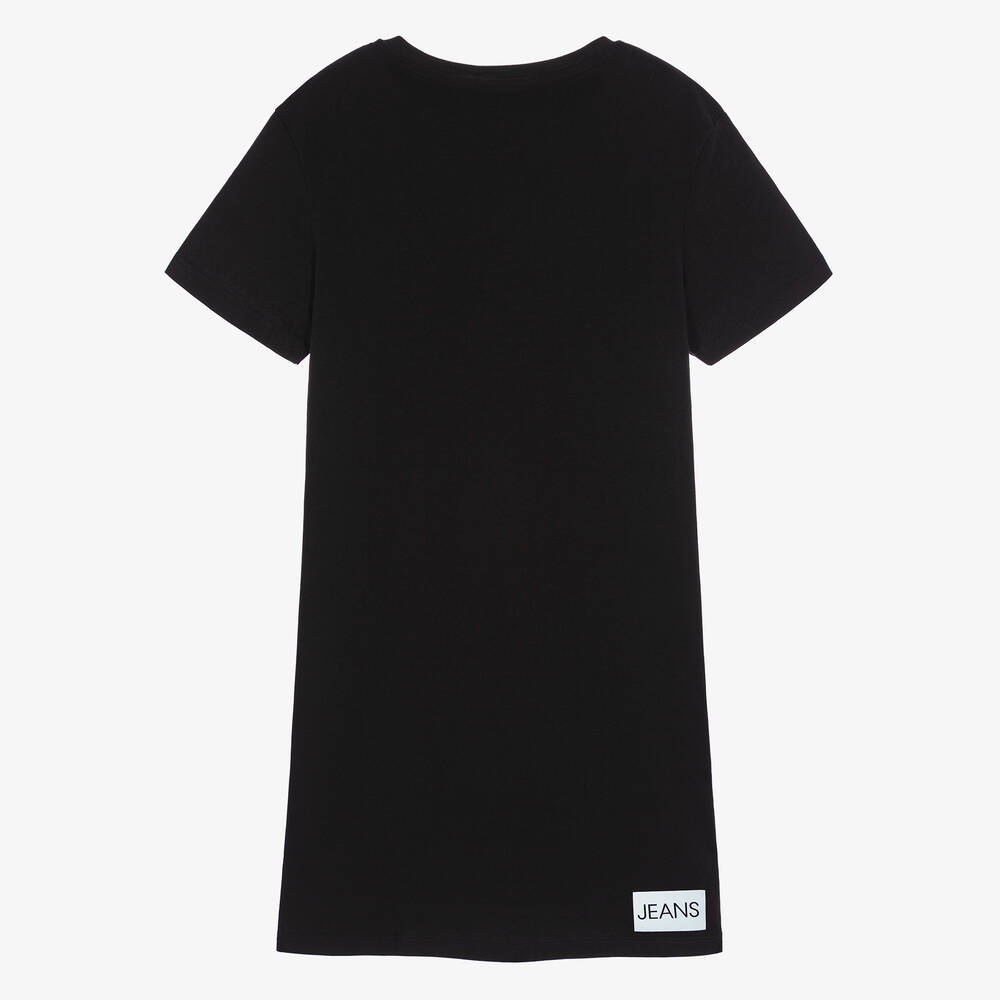 Calvin Klein Jeans-Girls Black Cotton Logo Dress | Childrensalon Outlet