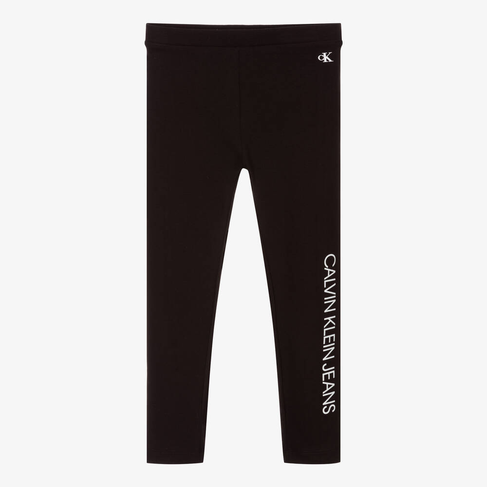 Calvin Klein Jeans Legging noir en coton fille Childrensalon Outlet