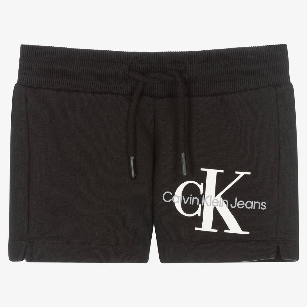 Calvin Klein Jeans - Girls Black Cotton Logo Shorts | Childrensalon