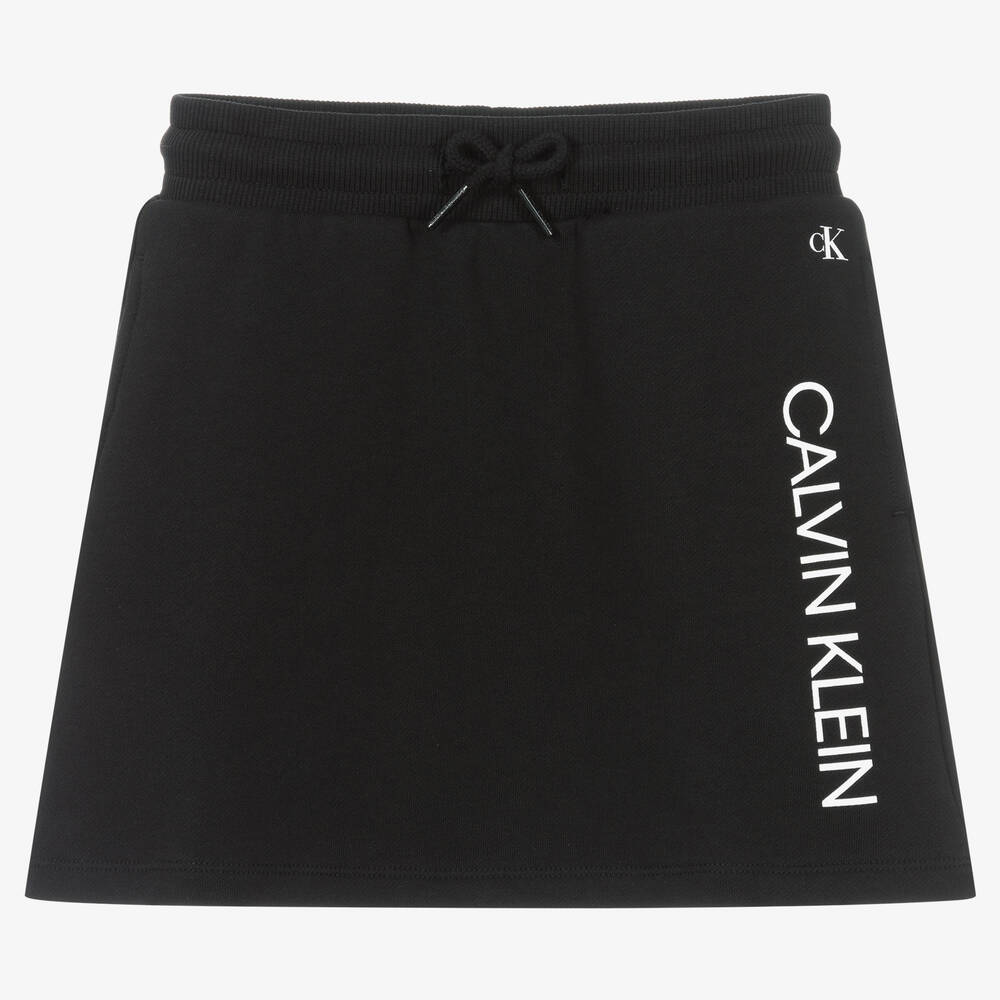 Calvin Klein Jeans - Girls Black Cotton Logo Skirt | Childrensalon