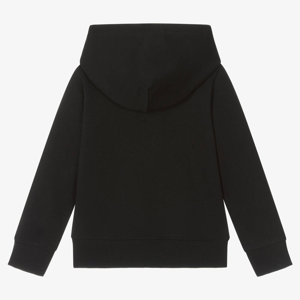 Calvin Klein-Girls Black Cotton Monogram Hoodie | Childrensalon Outlet