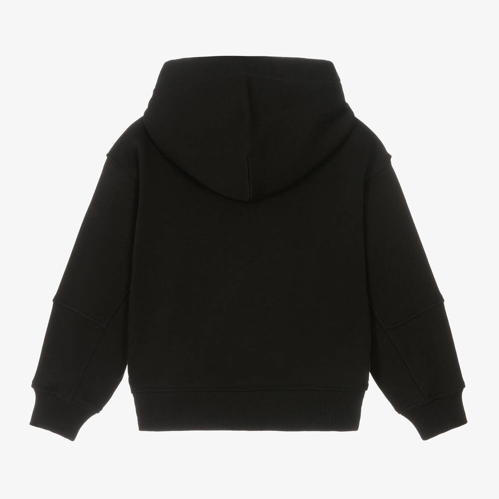 Calvin Klein-Girls Black Cotton Monogram Hoodie | Childrensalon Outlet
