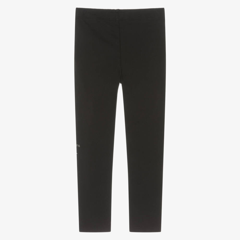 Calvin Klein-Girls Black Cotton Monogram Logo Leggings | Childrensalon Outlet
