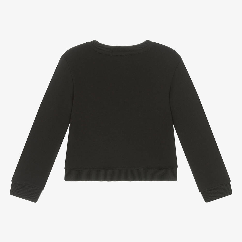 Calvin Klein-Girls Black Cotton Monogram Sweatshirt | Childrensalon Outlet