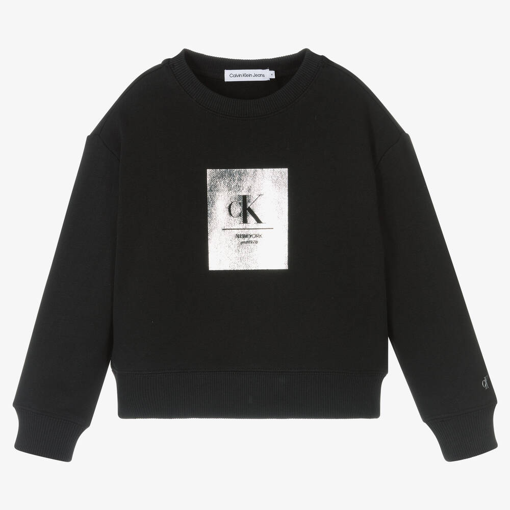 Calvin Klein Jeans - Sweat noir en coton Fille | Childrensalon