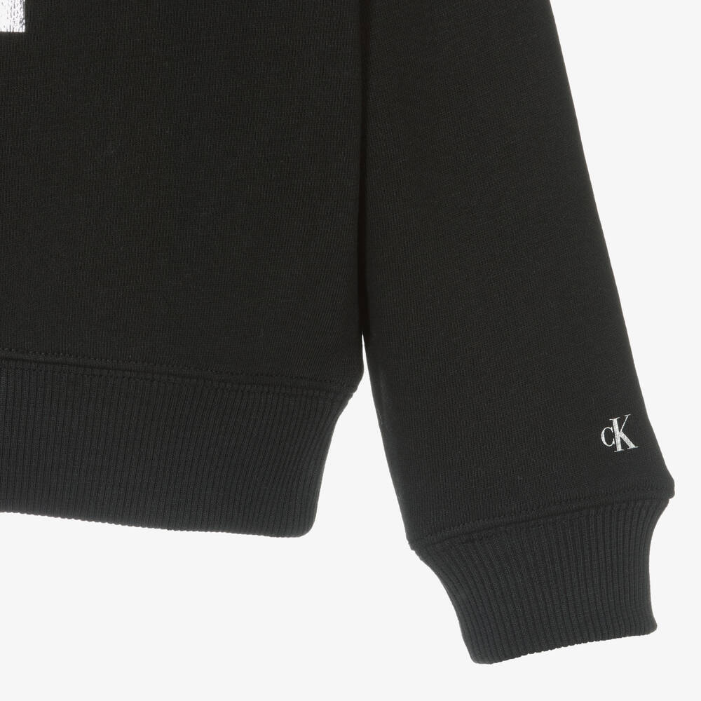Calvin Klein Jeans-Girls Black Cotton Sweatshirt | Childrensalon Outlet