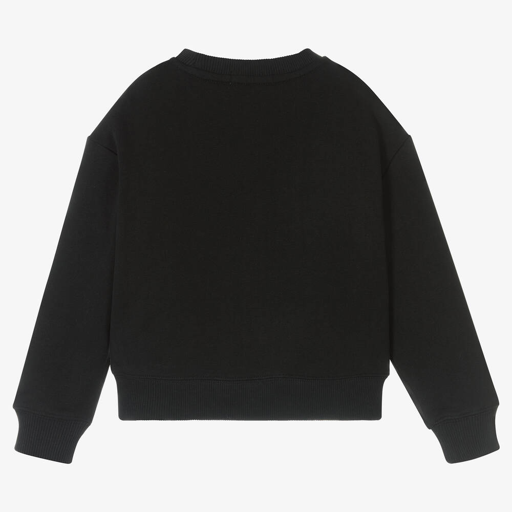 Calvin Klein Jeans-Girls Black Cotton Sweatshirt | Childrensalon Outlet