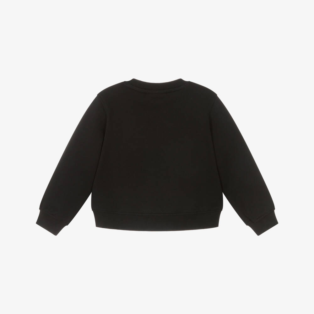 Calvin Klein-Girls Black Cotton Sweatshirt with Sparkly Gold Logo | Childrensalon Outlet