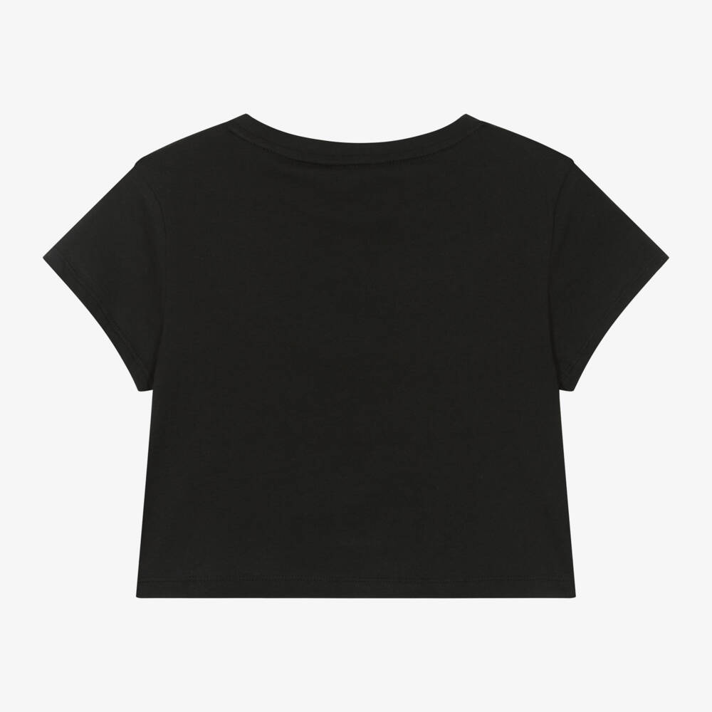 Calvin Klein-Girls Black Cotton T-Shirt | Childrensalon Outlet