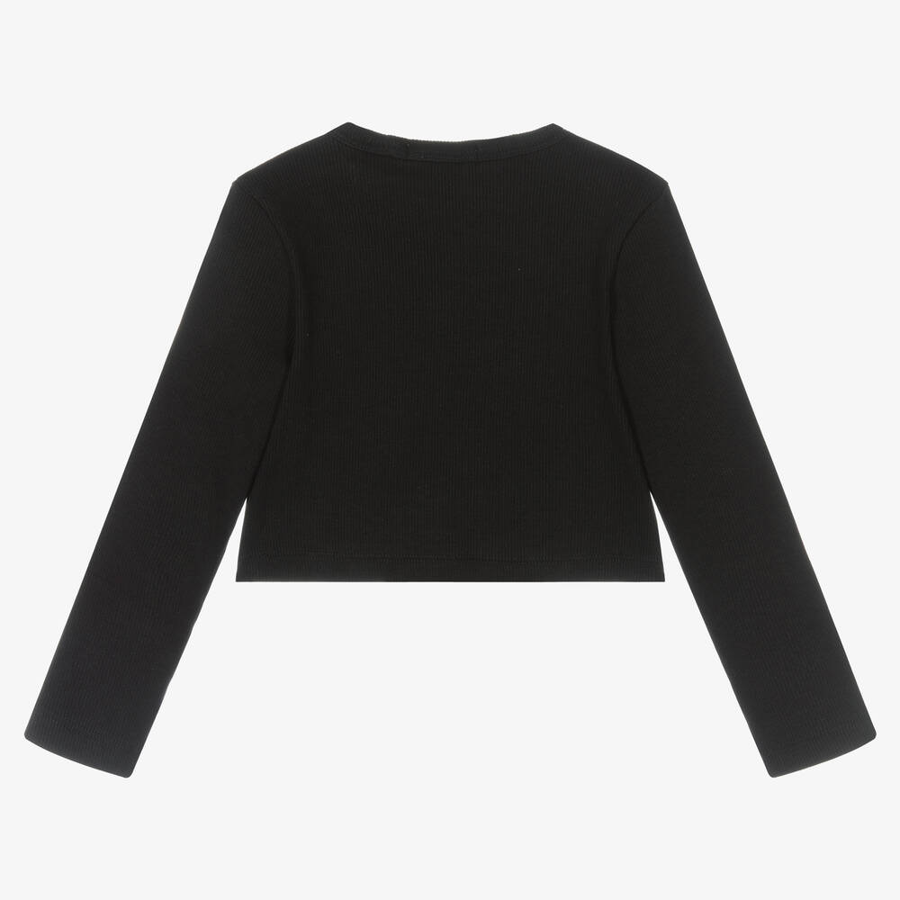 Calvin Klein Jeans-Girls Black Cropped Jersey Top | Childrensalon Outlet
