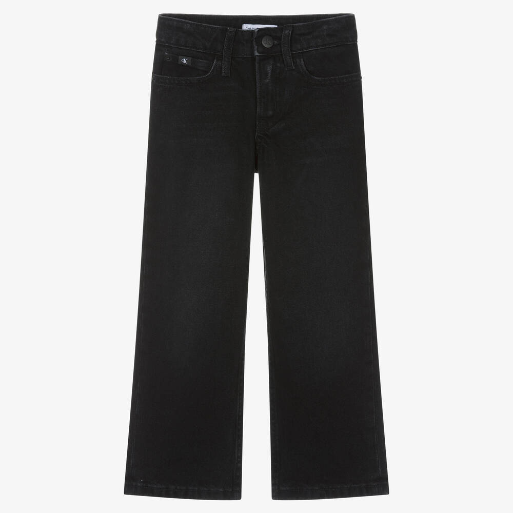 Calvin Klein - Jean large noir en denim fille | Childrensalon