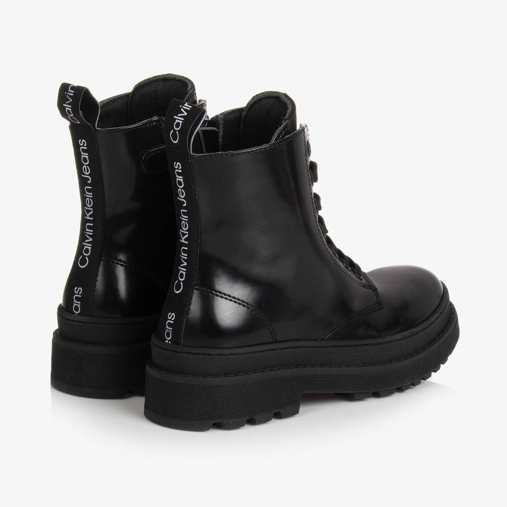Calvin Klein - Girls Black Faux Leather Boots
