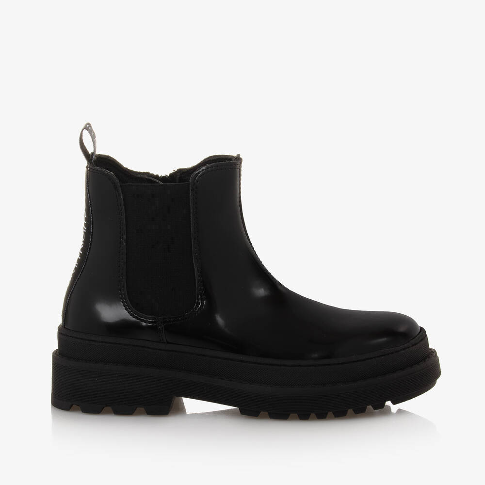 Calvin Klein Girls Black Faux Leather Chelsea Boots