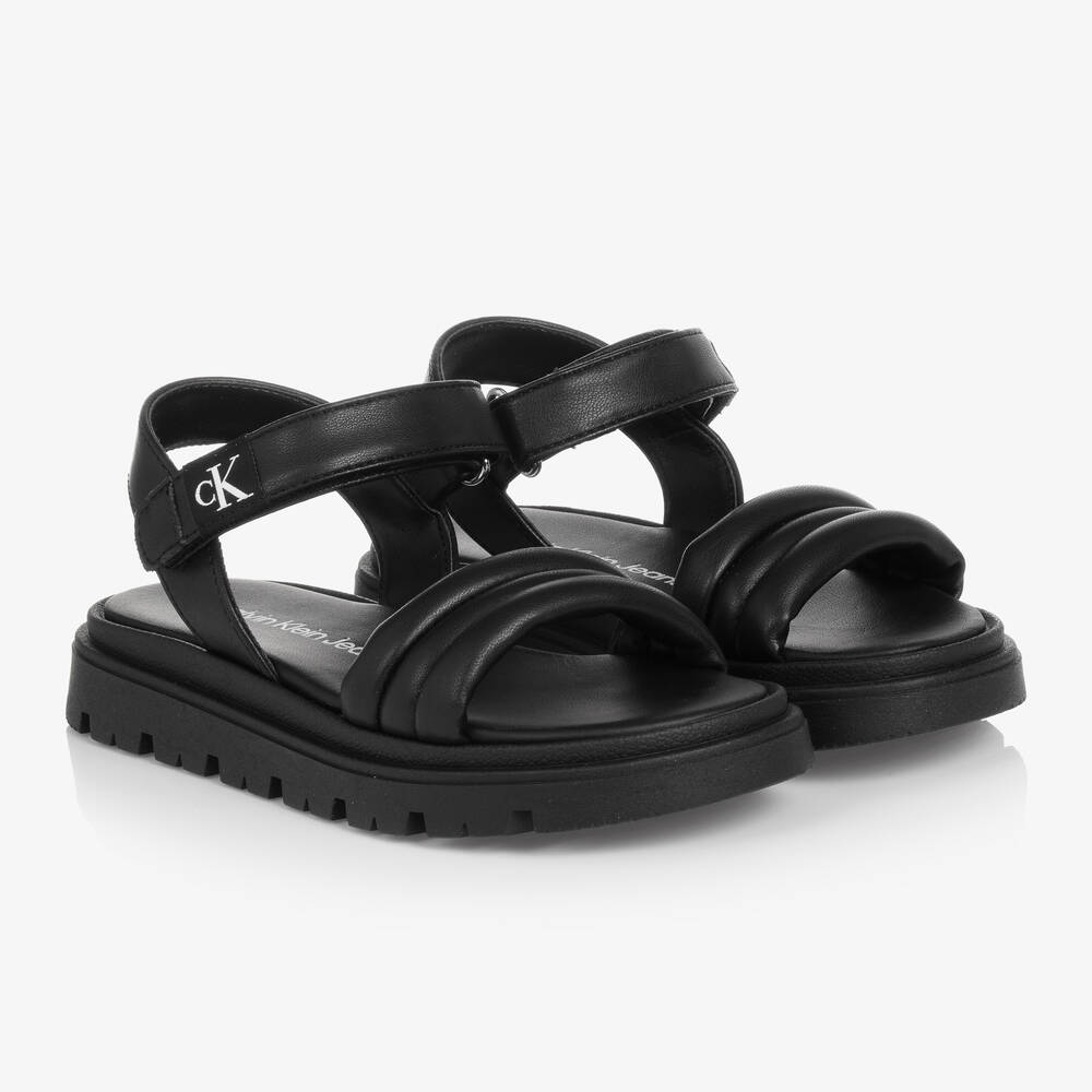 Calvin Klein Jeans - Sandales noires en simili cuir | Childrensalon