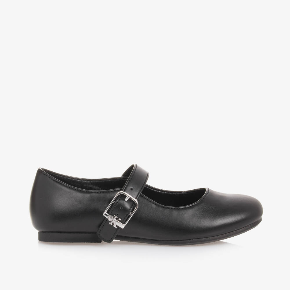 Calvin Klein-Girls Black Faux Leather Strap Shoes | Childrensalon Outlet