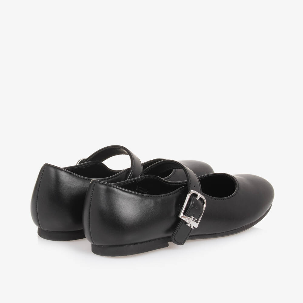 Calvin Klein-Girls Black Faux Leather Strap Shoes | Childrensalon Outlet