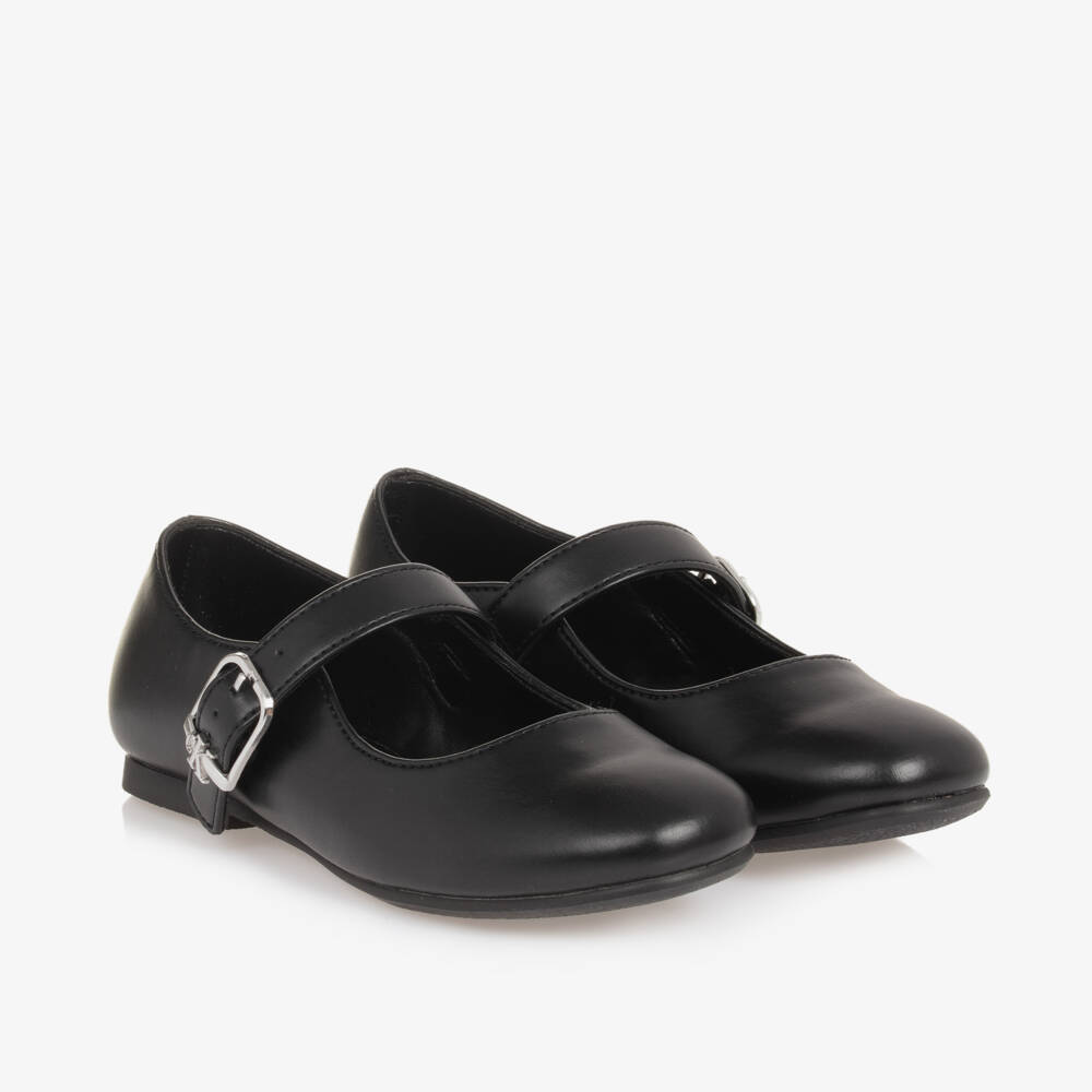 Calvin Klein-Girls Black Faux Leather Strap Shoes | Childrensalon Outlet