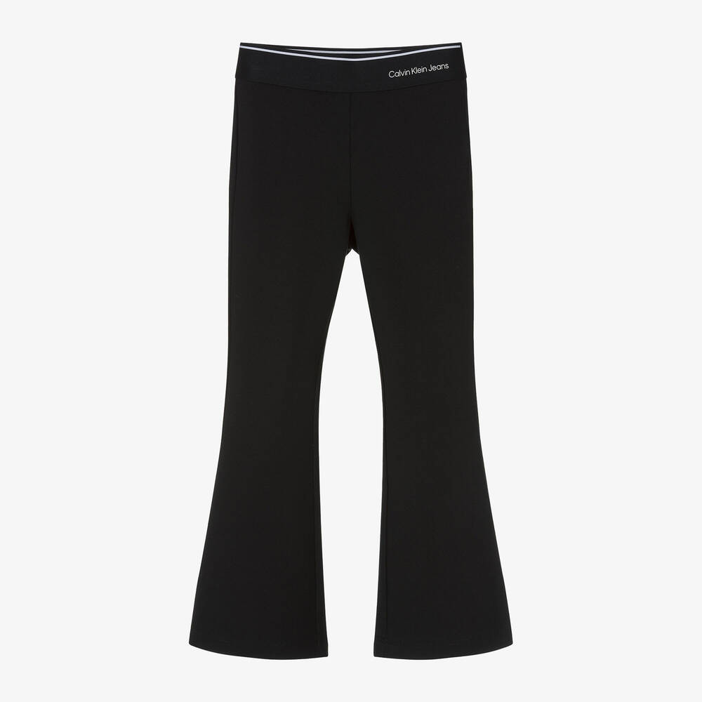 Calvin Klein-بنطلون فلير فيسكوز جيرسي لون أسود للبنات | Childrensalon Outlet