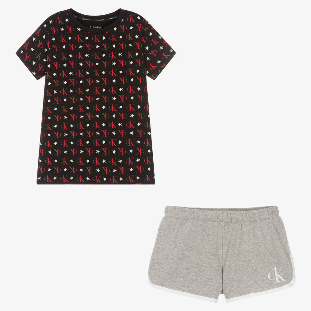 Calvin Klein Girls Black Grey Pyjamas