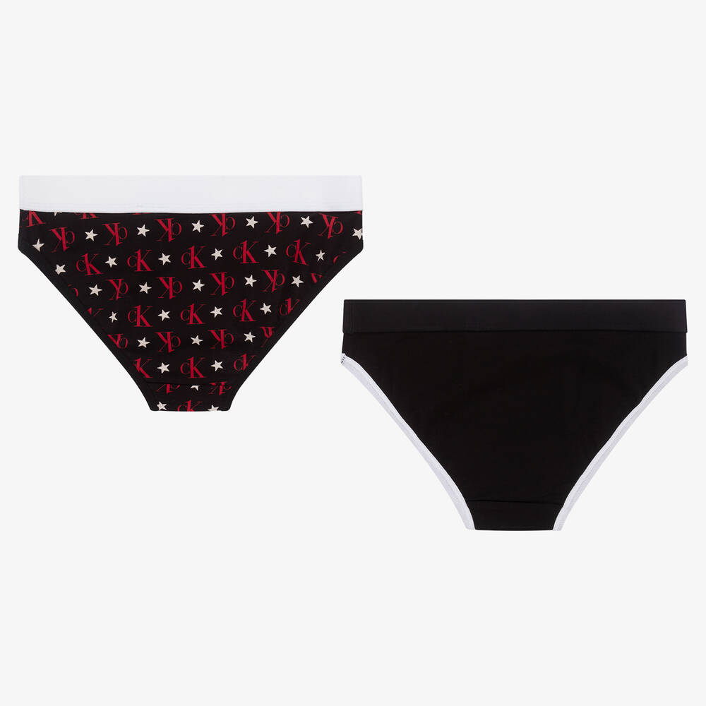 Calvin Klein Girls Black Knickers (2 Pack) Childrensalon Outlet