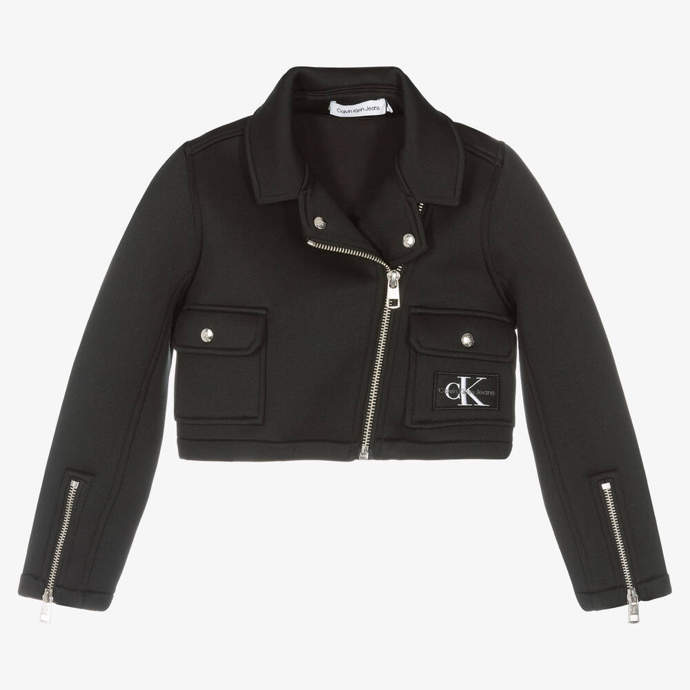 Calvin Klein Jeans - Girls Black Logo Biker Jacket | Childrensalon