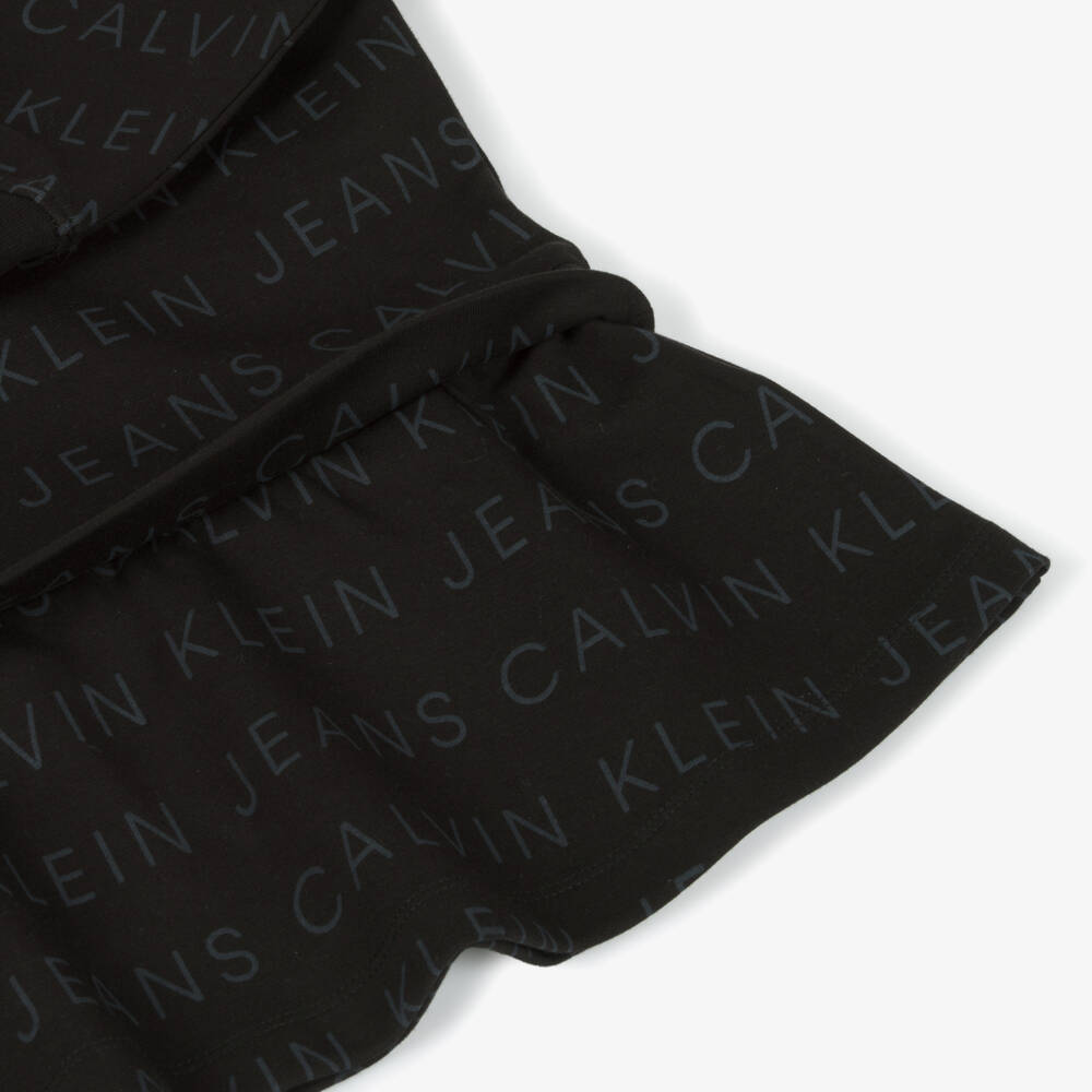 Calvin Klein-Girls Black Logo Cotton Dress | Childrensalon Outlet