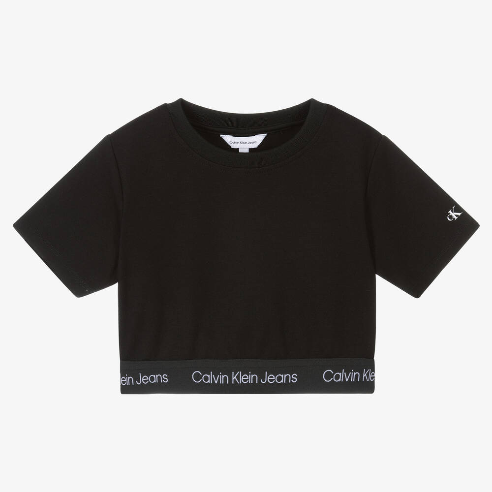 Calvin Klein Jeans - T-shirt court noir fille | Childrensalon