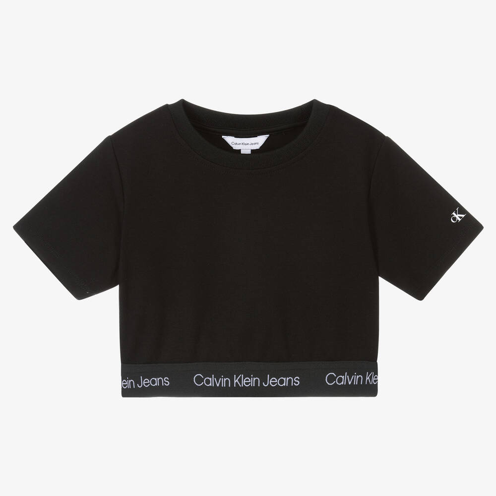 Calvin Klein Jeans - Черная укороченная футболка | Childrensalon