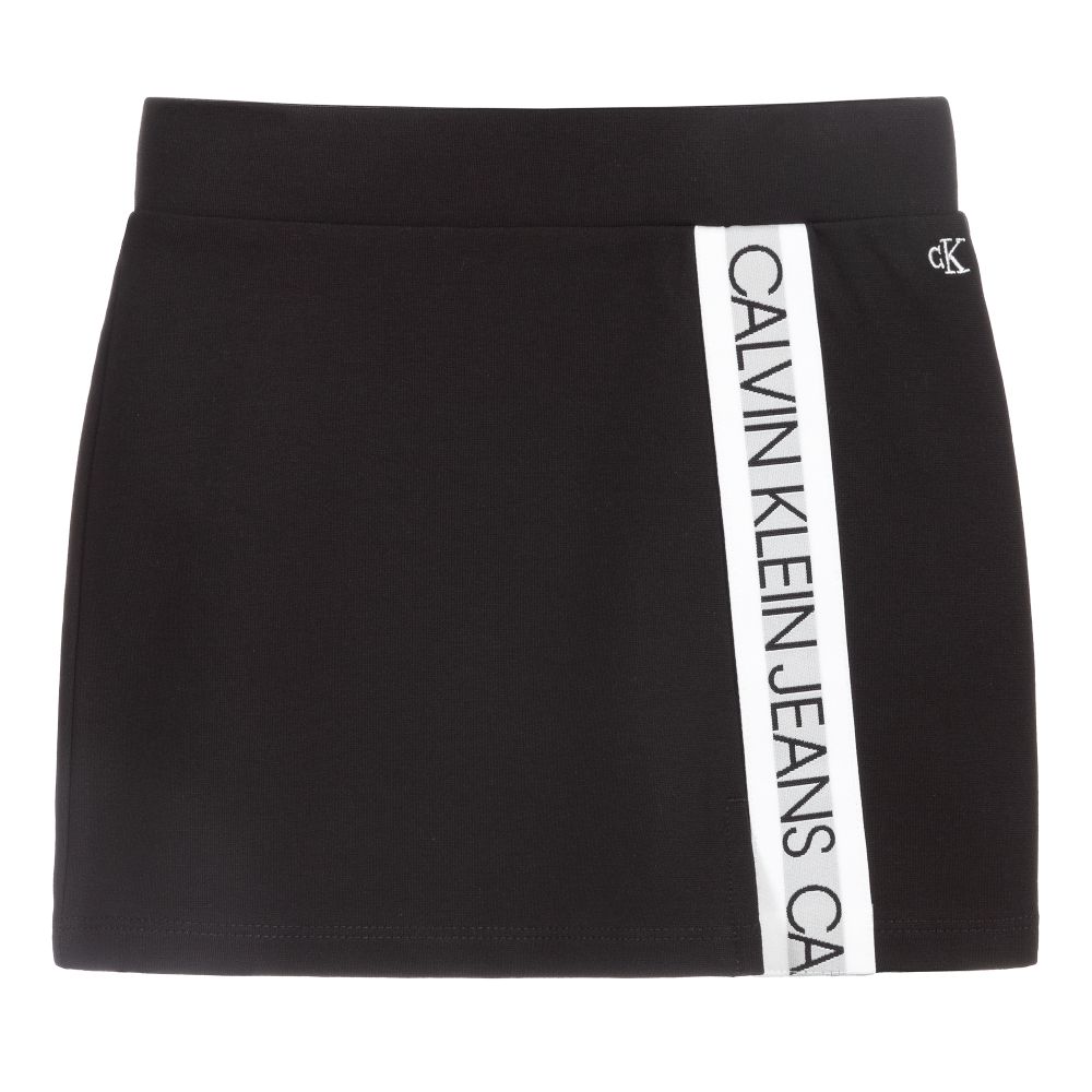 Calvin Klein Jeans - Girls Black Logo Tape Skirt | Childrensalon