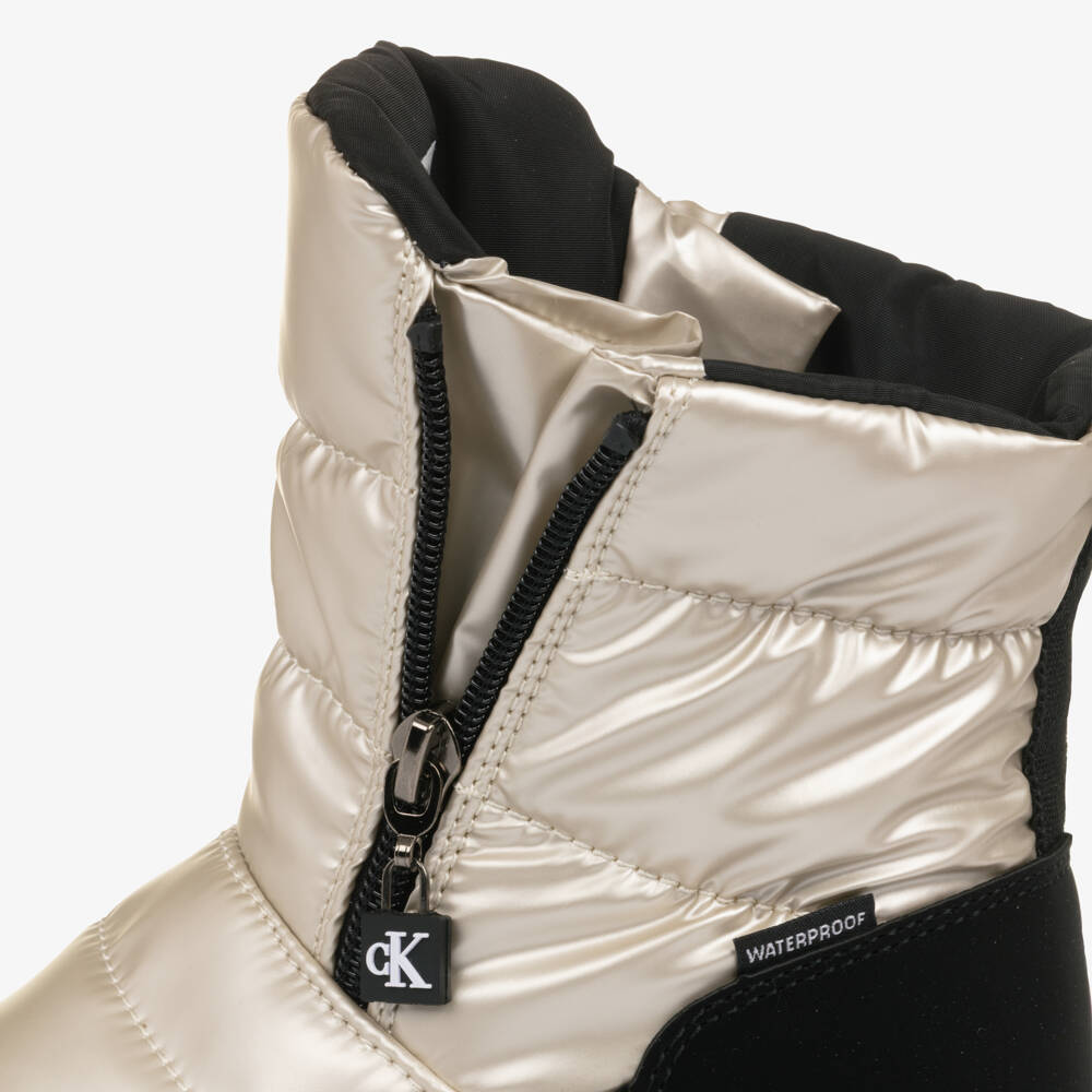 Calvin Klein-Girls Black & Metallic Gold Snow Boots | Childrensalon Outlet