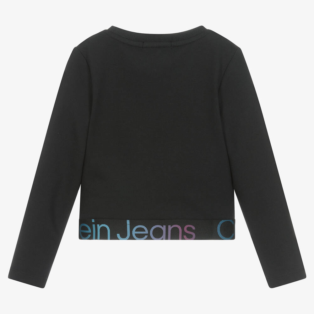 كالفين كلاين-توب قصير ميلانو جيرسي لون أسود للبنات | Childrensalon Outlet