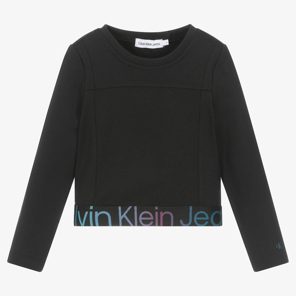 Calvin Klein - Mädchen Schwarzes Milano Jersey-Kurztop | Childrensalon