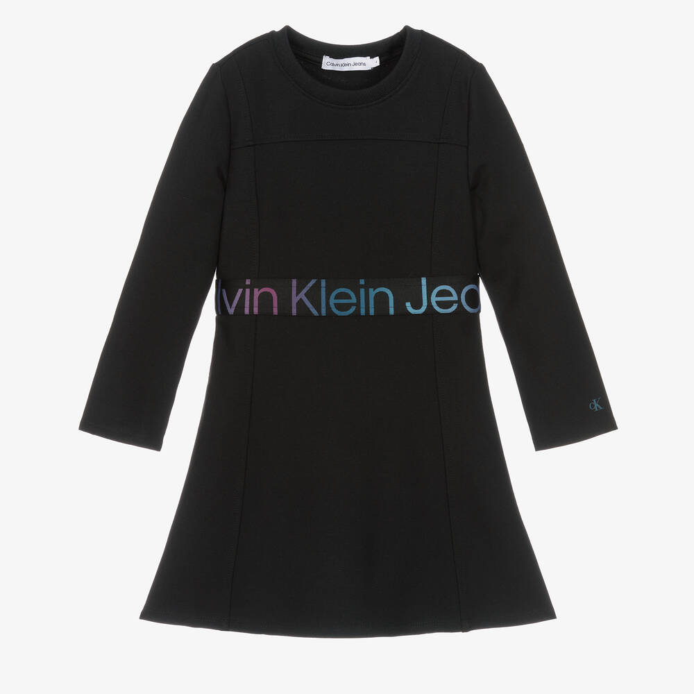 Calvin Klein - Robe noire en jersey Milano fille | Childrensalon