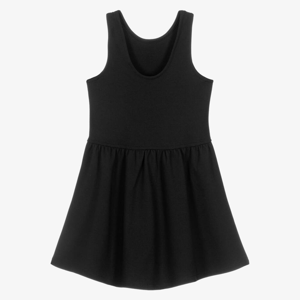 Calvin Klein-Girls Black Milano Jersey Dress with Embroidered Logo | Childrensalon Outlet