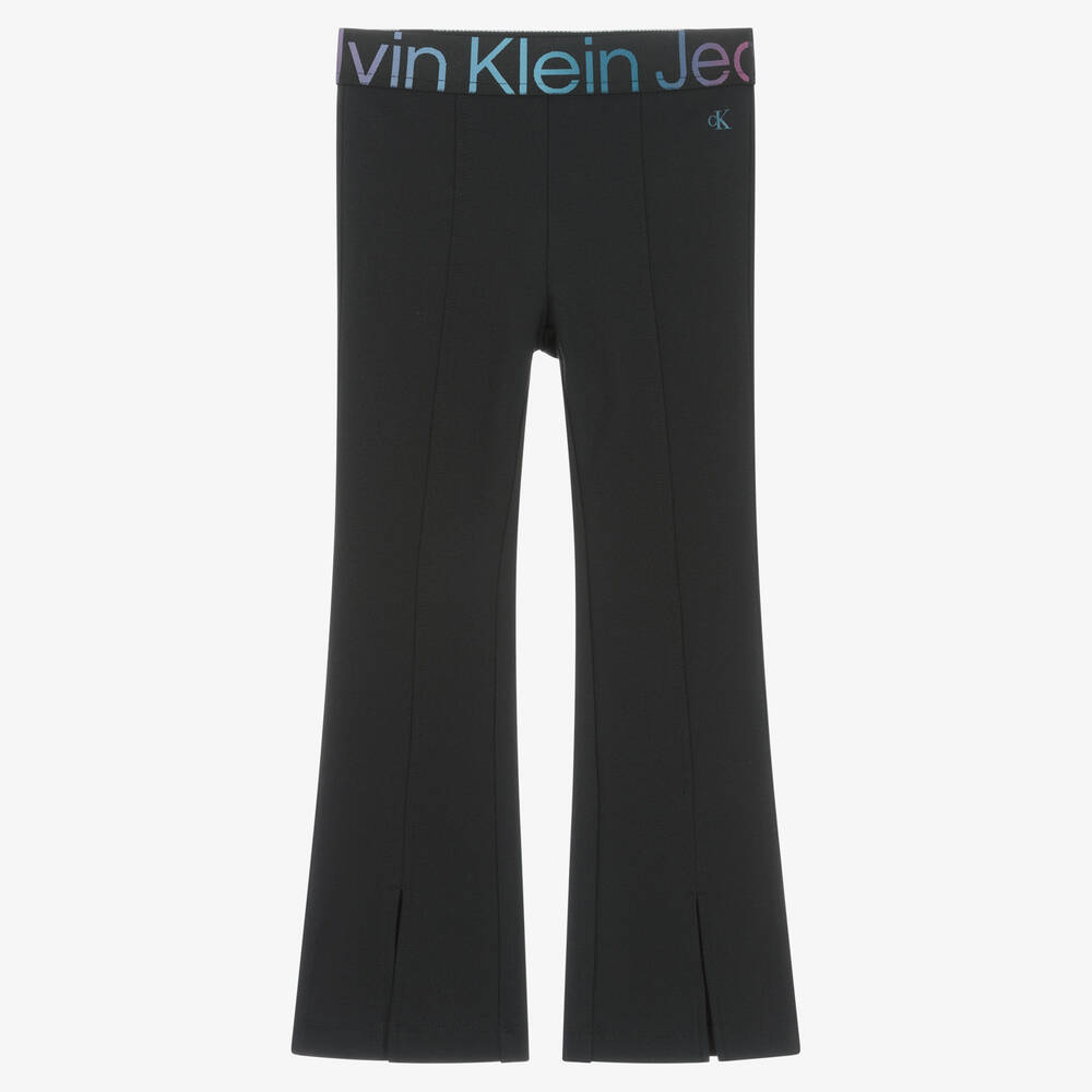Calvin Klein-Girls Black Milano Jersey Trousers | Childrensalon Outlet
