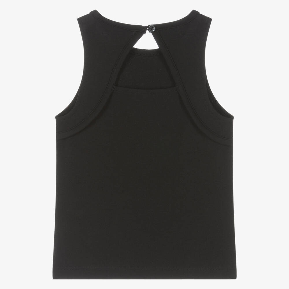 Calvin Klein-Girls Black Milano Jersey Vest Top with Logo | Childrensalon Outlet