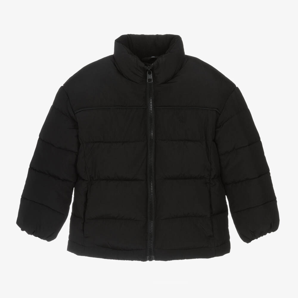 Calvin Klein-Girls Black Padded Belt Jacket | Childrensalon Outlet