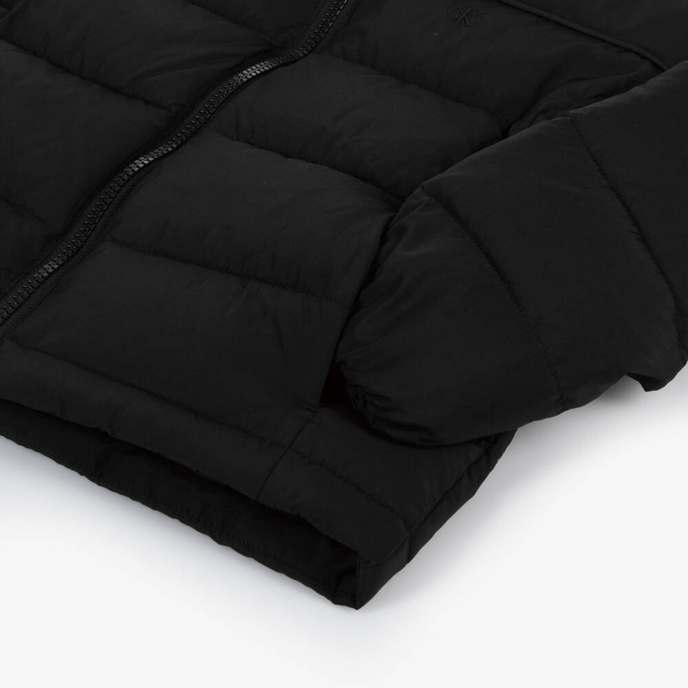 Calvin Klein-Girls Black Padded Belt Jacket | Childrensalon Outlet
