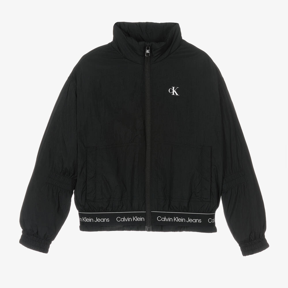 Calvin Klein Jeans - Черная утепленная куртка с логотипной лентой | Childrensalon