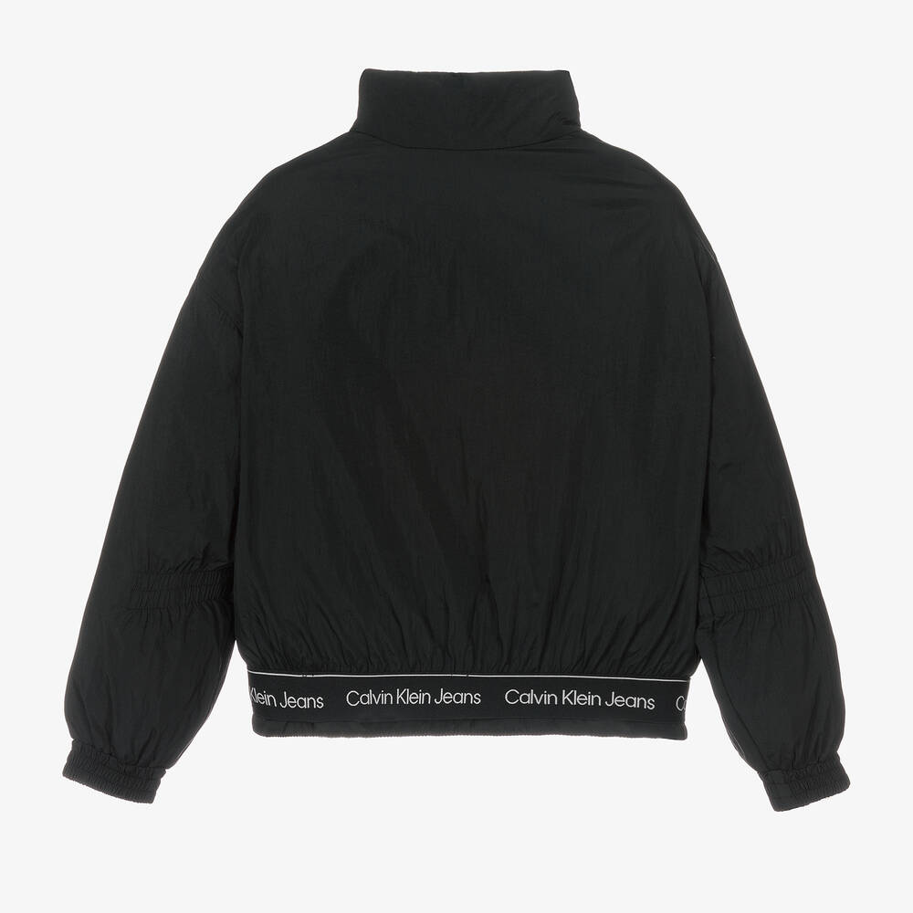 Calvin Klein Джинсы-Черная утепленная куртка с логотипной лентой | Childrensalon Outlet