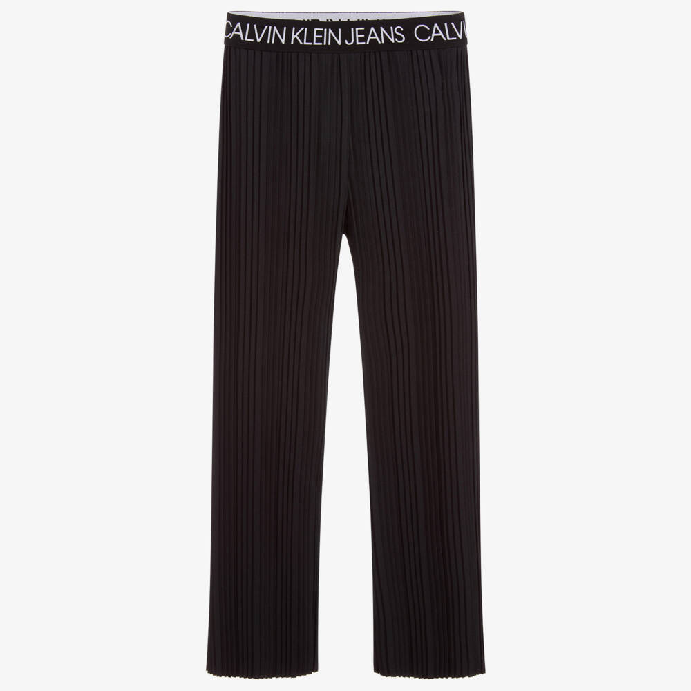 Calvin Klein Jeans-Girls Black Pleated Trousers | Childrensalon Outlet
