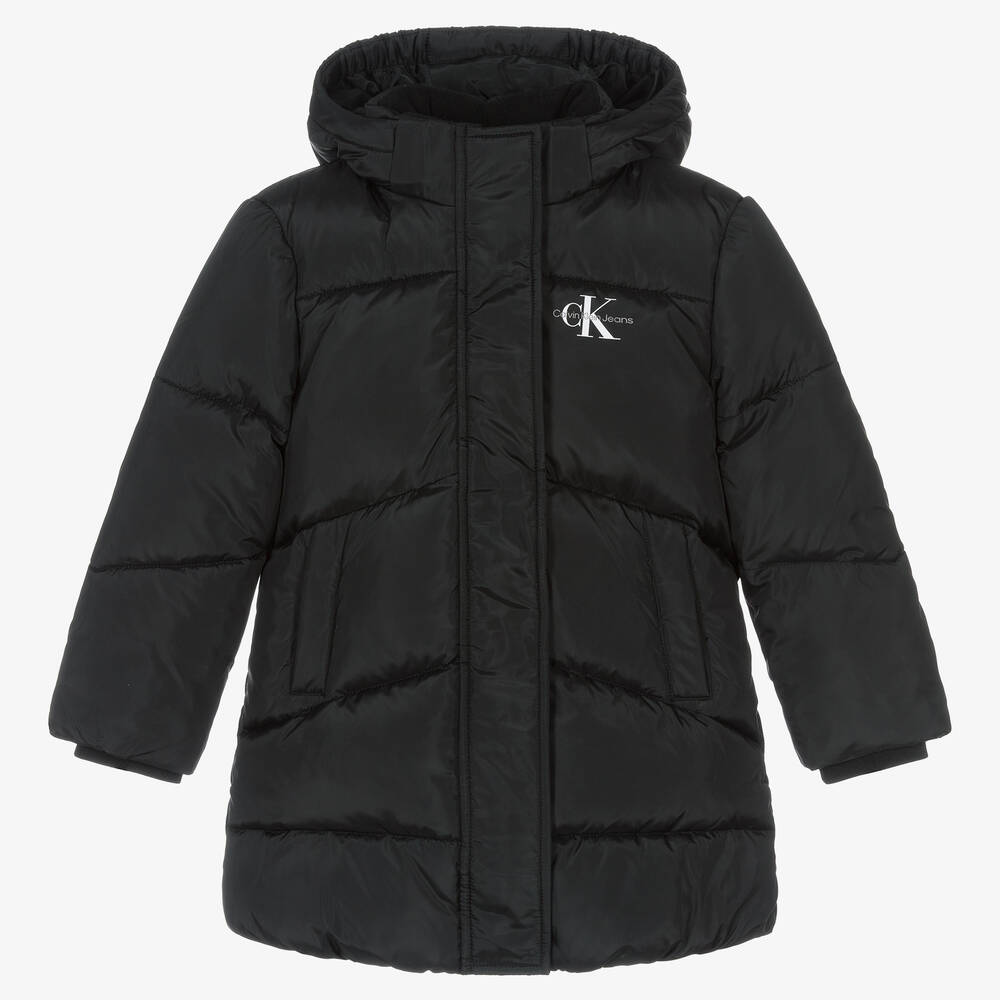 Calvin Klein - Girls Black Puffer Coat | Childrensalon