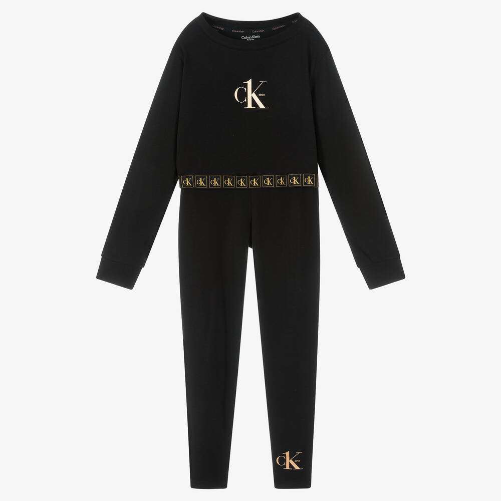 Calvin Klein - Girls Black Pyjama Set | Childrensalon